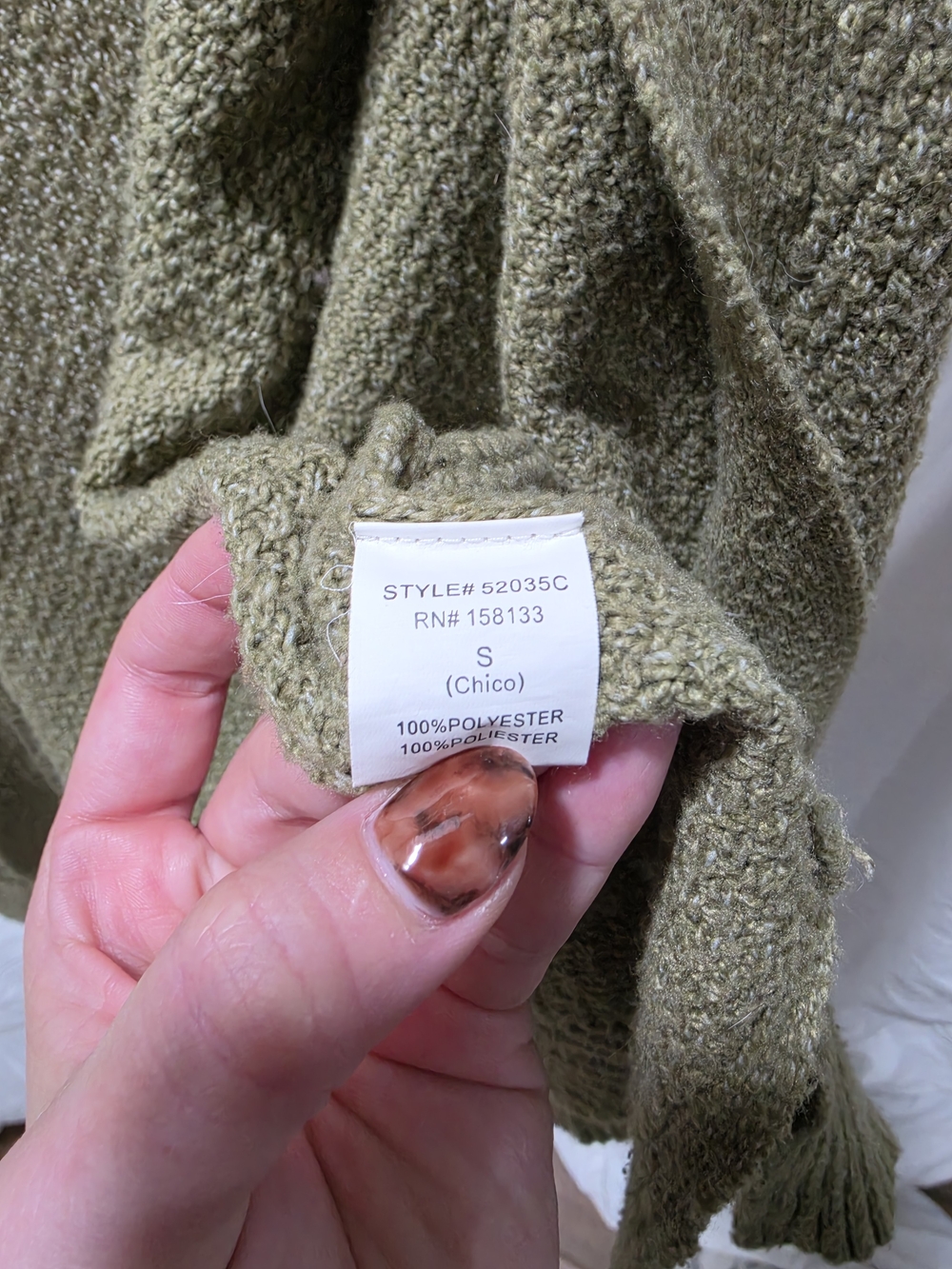Staccato Olive Green Open-Front Knit Cardigan - Picture 4 of 4